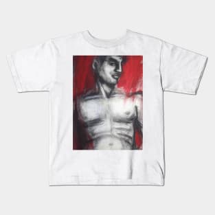 Nude Man Torso On Red Kids T-Shirt